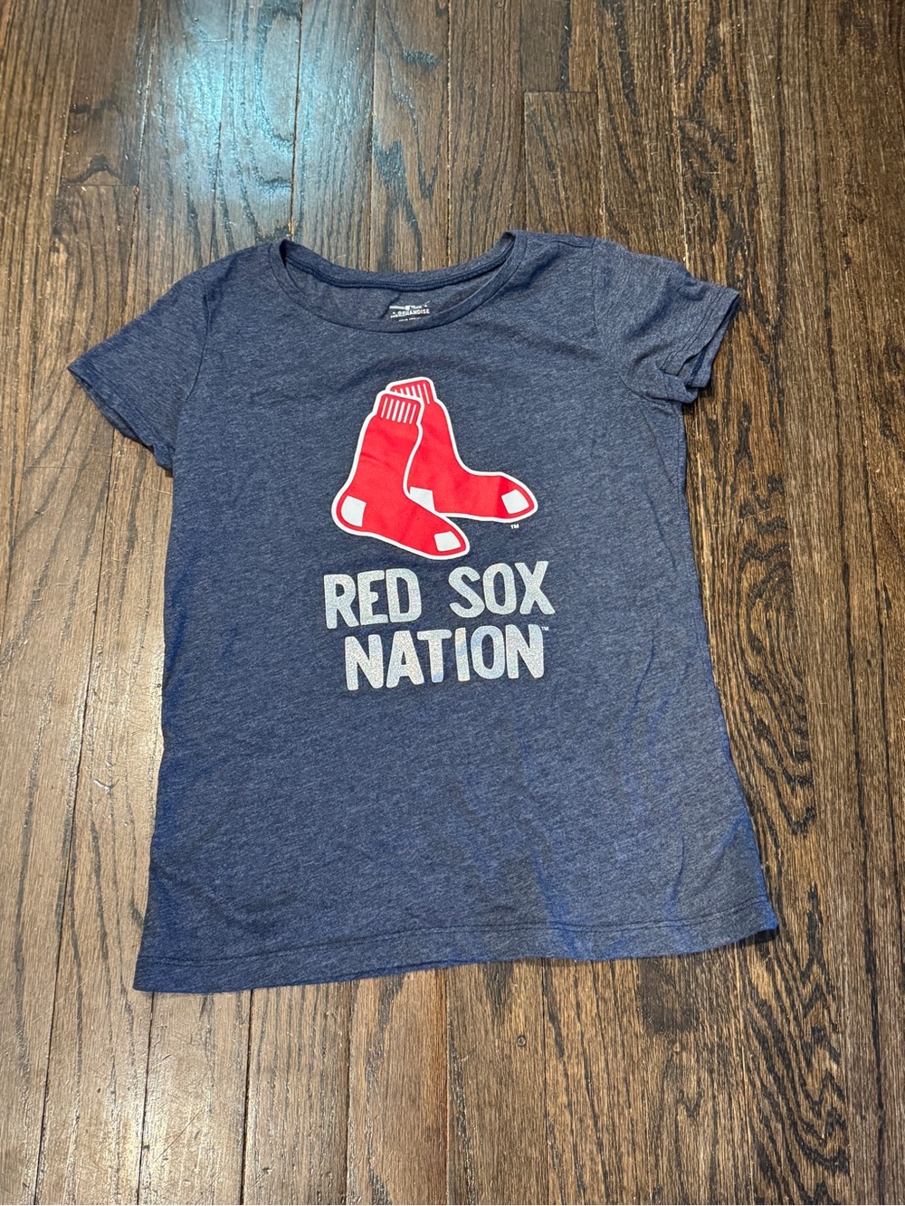 Girls size 10 Kids Red Sox Nation Navy Blue Graphic Tee - Youth Baseball Shirt